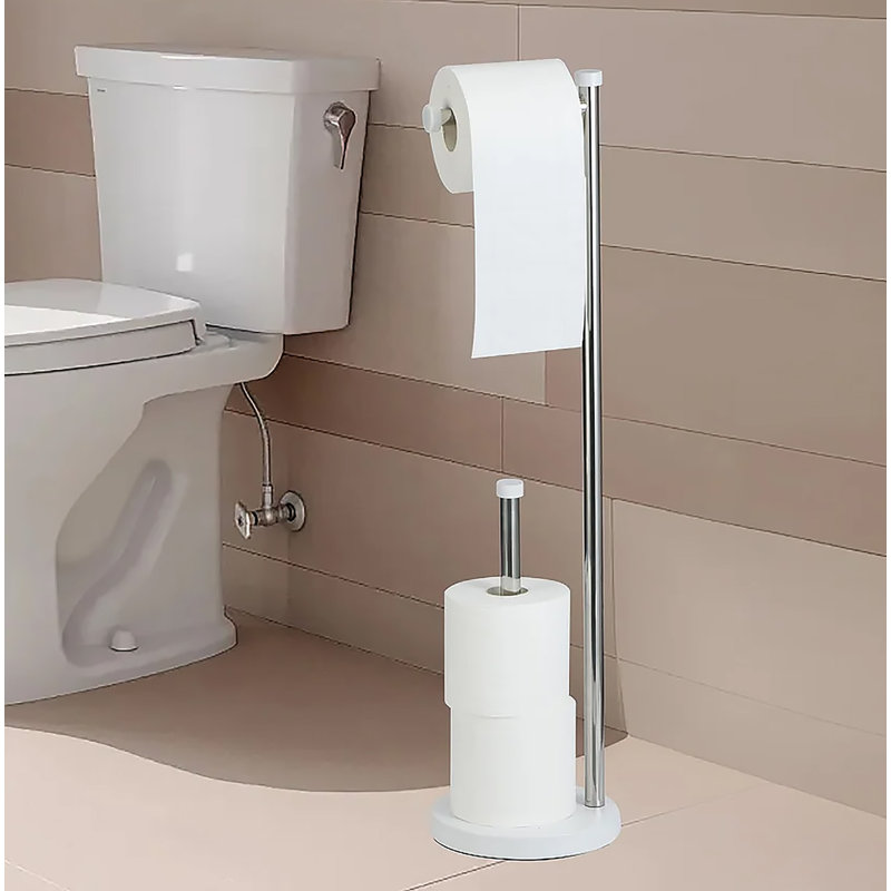 Porte-papier hygiénique et réserve 28 po en acier inoxydable blanc chromé
