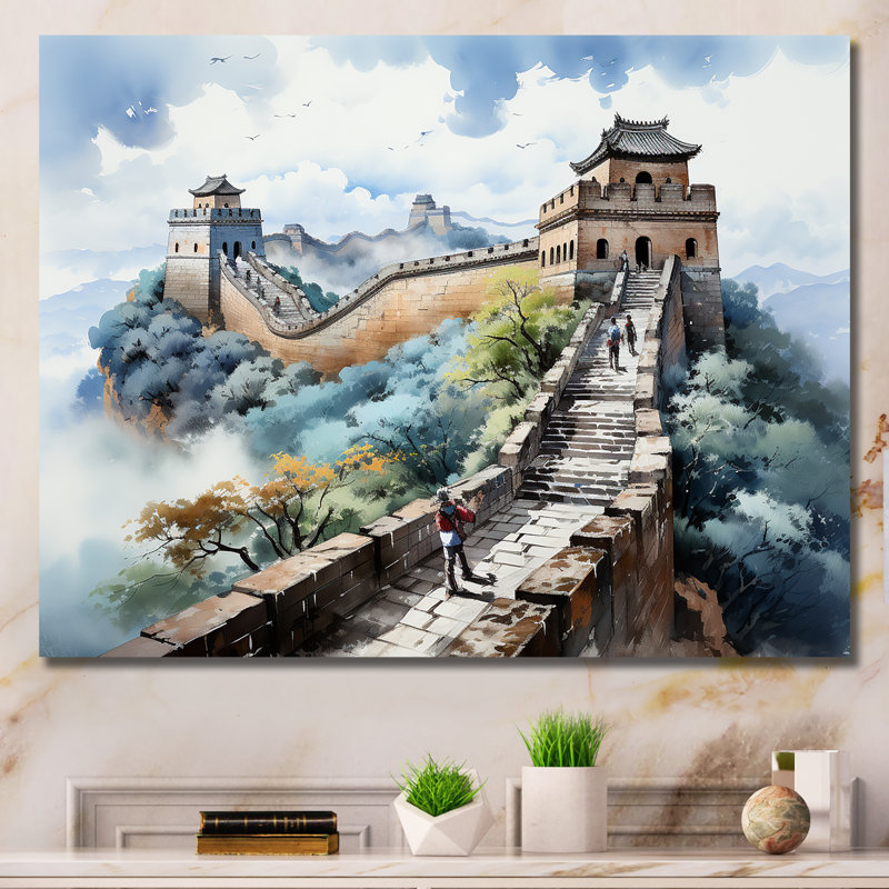 Grande muraille de Chine paysage I - art mural Chine, Toile tendue, H 34 po x l 44 po x P 1,5 po