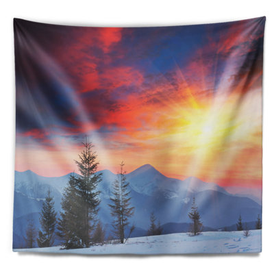 Magnifique tapisserie vue paysage d'hiver