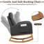 Chaise berçante rembourrée en lin avec appui-tête, fauteuil coulissant en bois d'hévéa avec poche latérale-989162225