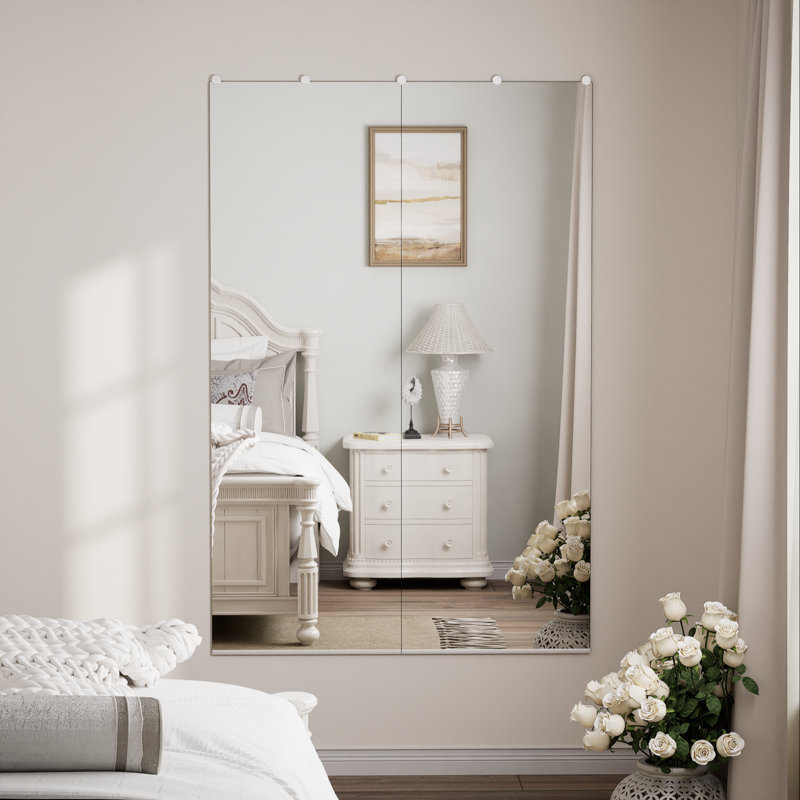 Miroir pleine grandeur en verre trempé sans cadre Refat, 65 po x 22 po