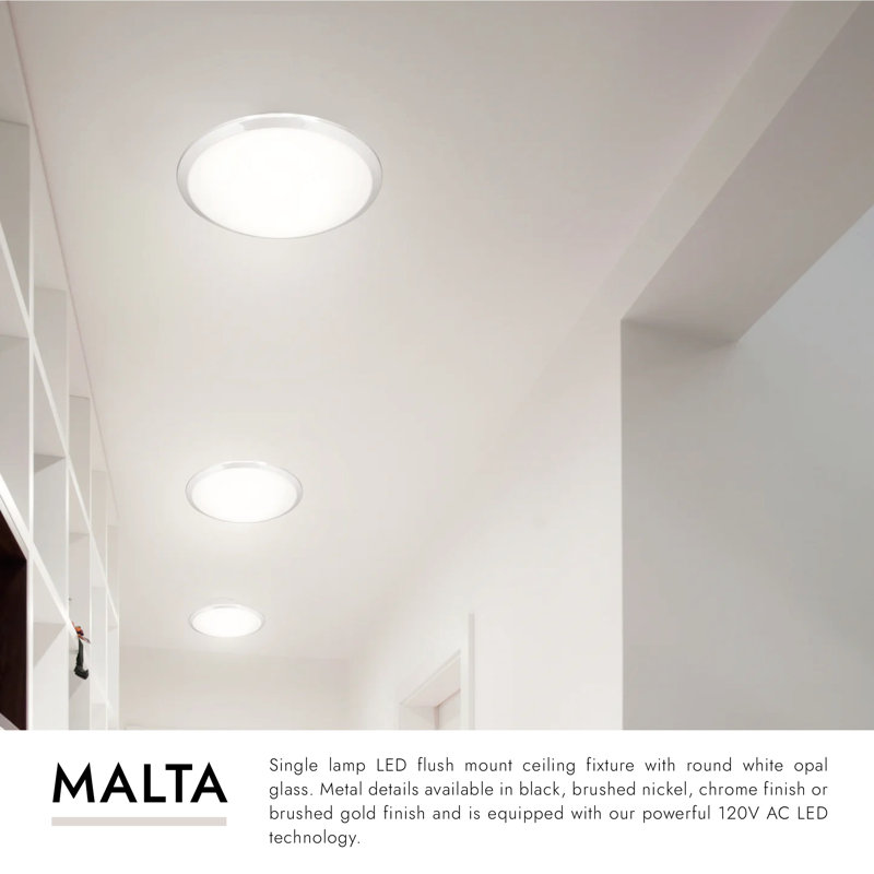 Malta 1 - Light LED Flush Mount, Chrome