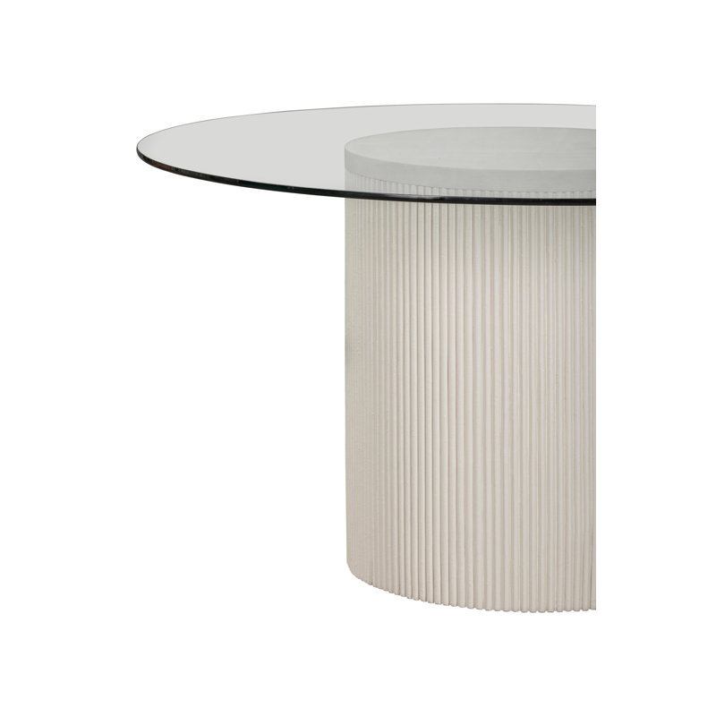 Lena 48" Glass-Top Round Pedestal Dining Table