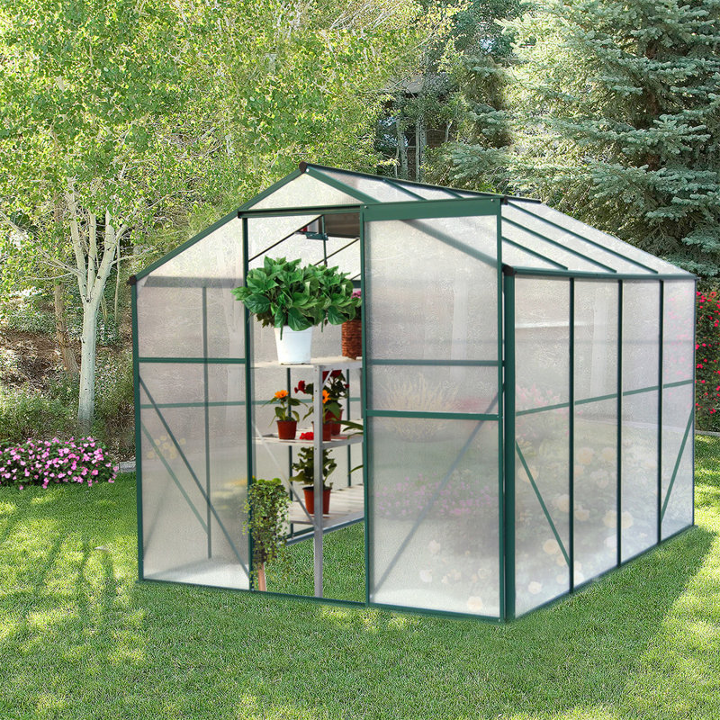 Jerome Heavy Duty Polycarbonate Garden Greenhouse, Green