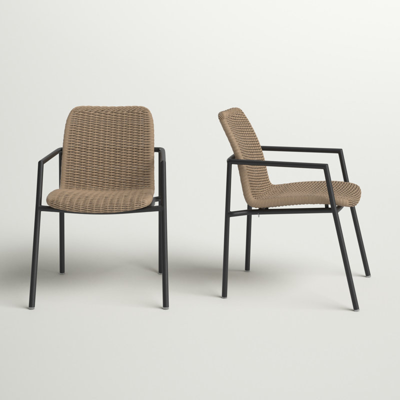 Fauteuil de patio en aluminium thermolaqué empilable Orso, Carbone, Sable