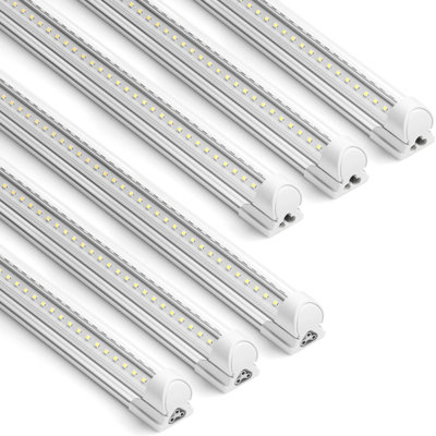 Barrina 8ft Led Shop Light, 72w 10000lm 6500k, Clear Cover Linkable Led Tube Lights, Integrated T8 Light Fixture, V Shape Ceiling Lights For Garage, Warehouse, Workshop, 6 Packs