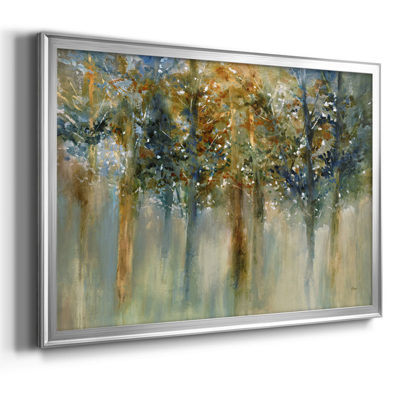 " Rustic Leaves II ", 14" H x 20" W x 1.5" D, Silver Closed Corner Framed Canvas