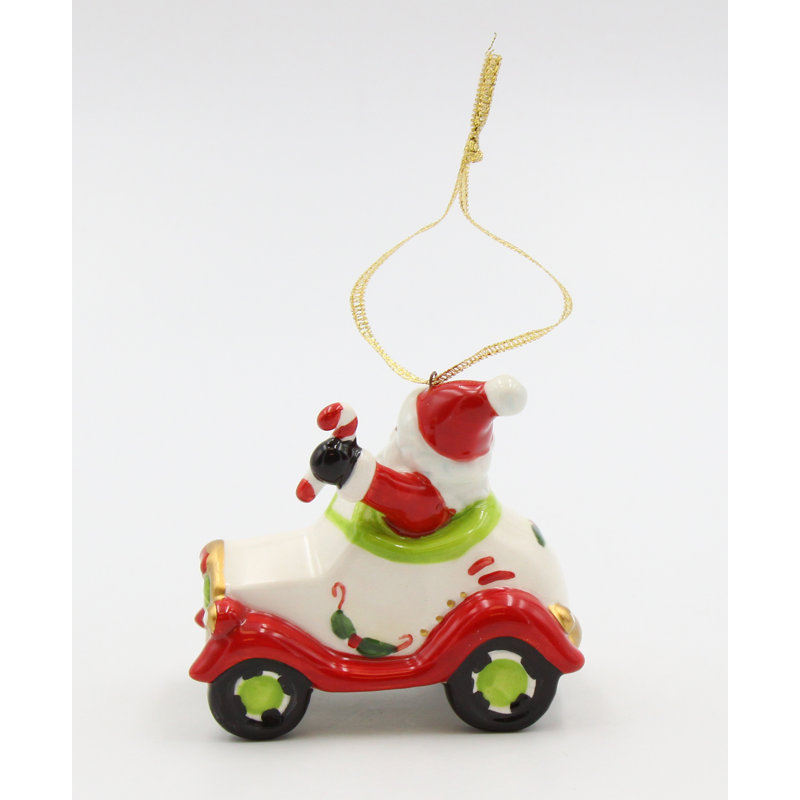 Ornement représentant le Père Noël afro-américain au volant d'une voiture - 7 cm (2 3/4 po) de hauteur