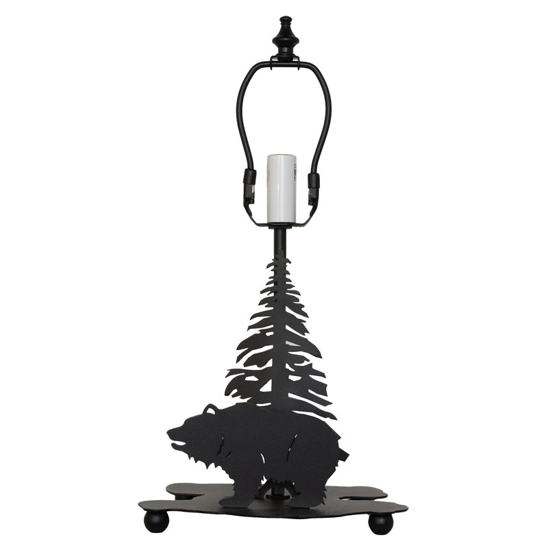 Lone Grizzly Bear Table Lamp, Emerald Green