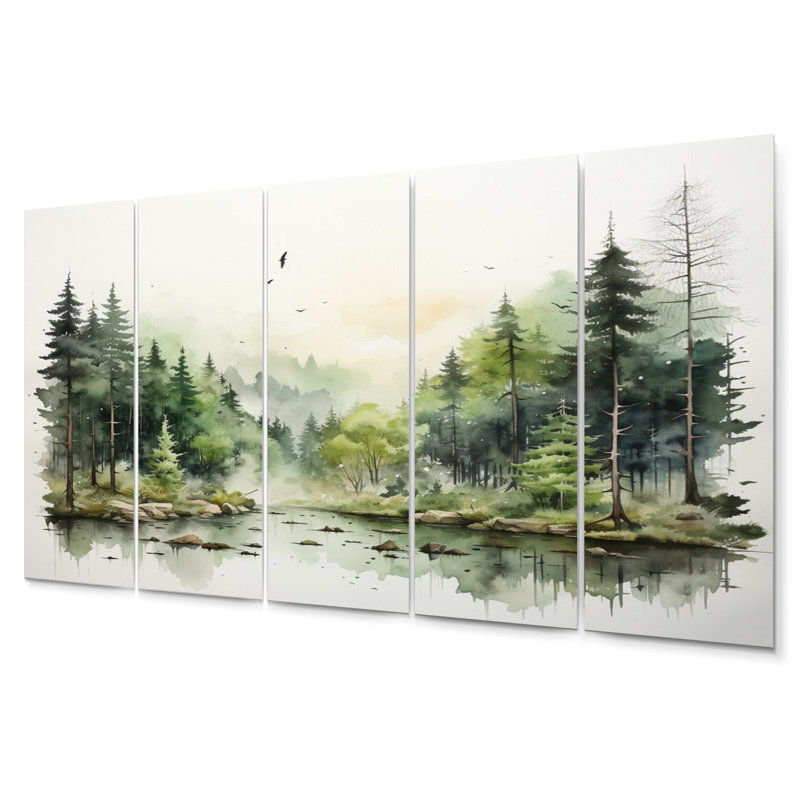 Tranquil Forest Oasis I - Ensemble de décoration murale campagne en métal