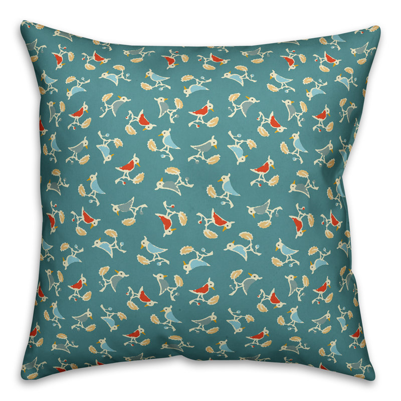 Coussin Songbird, 16 po x 16 po, Bleu, Intérieur