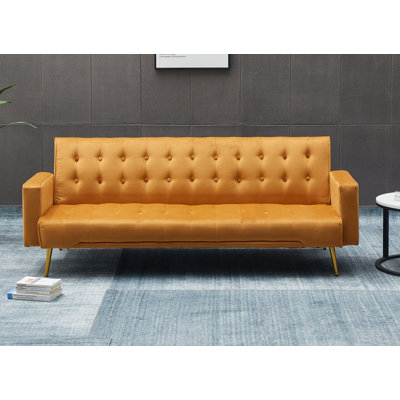 Stefaney Twin 75'' Velvet Convertible Sofa