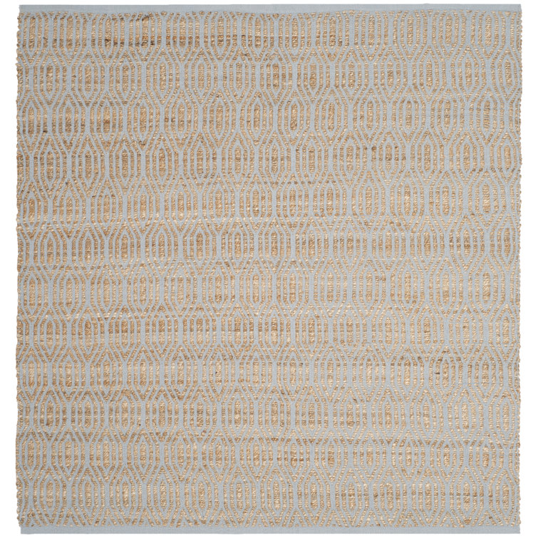Hallmark Hand Woven Jute/Cotton Geometric Rug in Silver/Natural