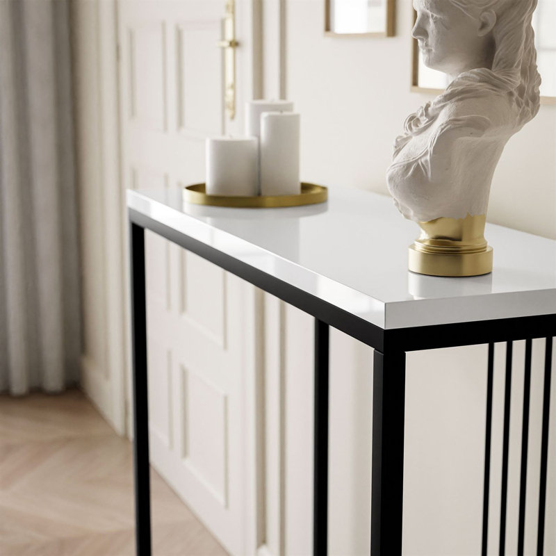 Heston Console Table, Black, 80cm H x 80cm W x 30cm D, White