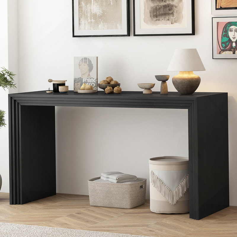 Console de style moderne en placage de bois massif de paulownia, convient, Noir