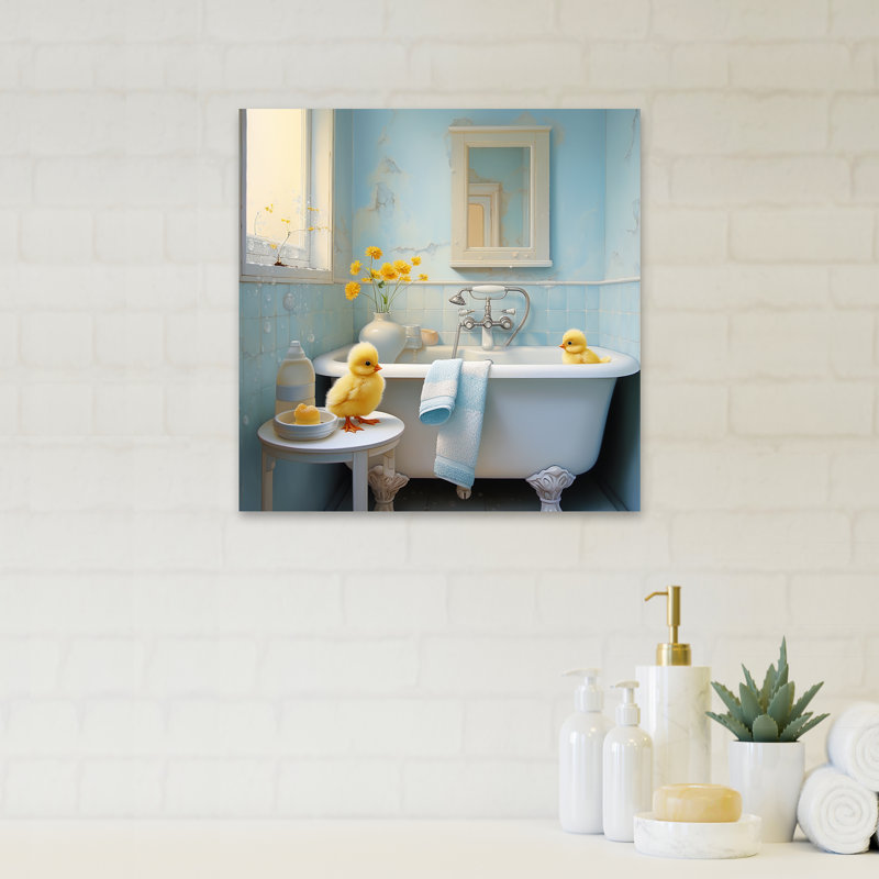 «Yellow Duck Bathroom Dip I - Coyote», reproduction sur toile, H 16 po x l 16 po x P 1 po