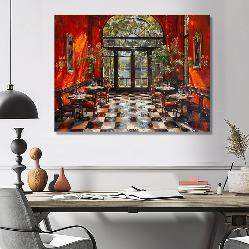 «Red Black Country Club Hallway Elegance - Décoration murale Country Club, H 30 po x l 40 po x P 1,5 po, Métal métal