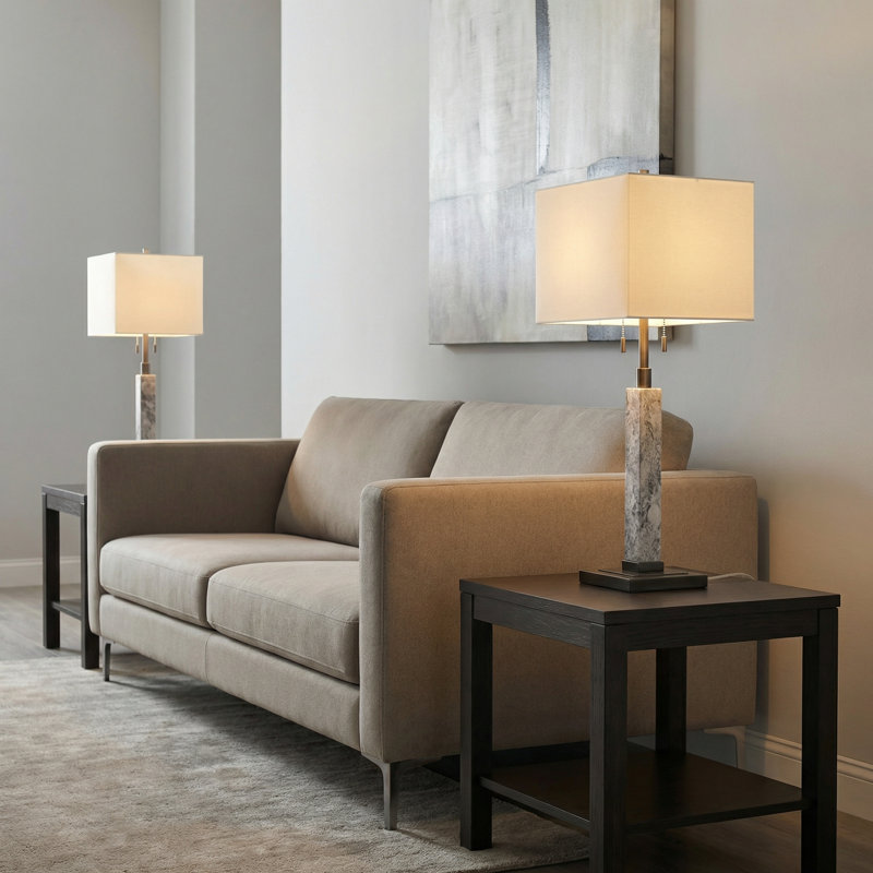 32" Metal Table Lamp With White Shade