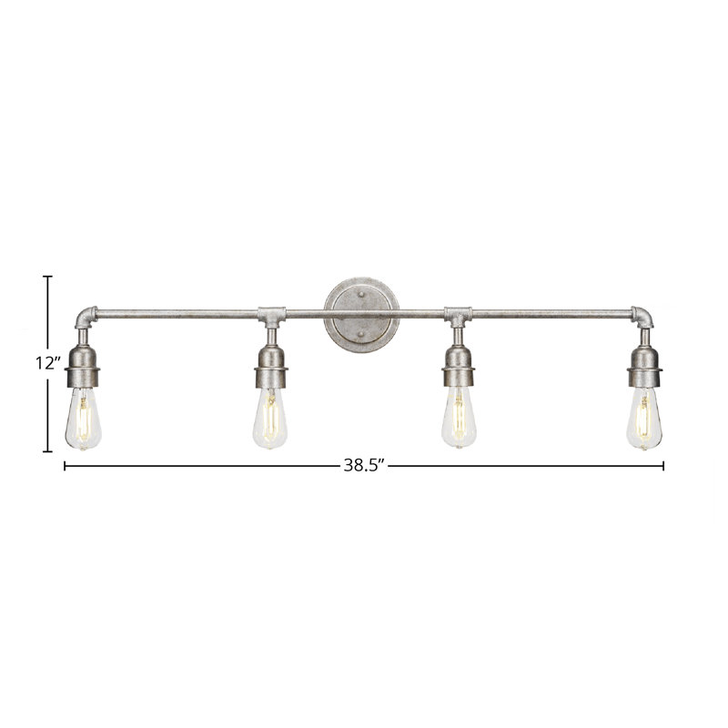 Akins Vintage 4 Light Bath Bar Shown In Aged Silver Finish With Clear Antique LED Bulb