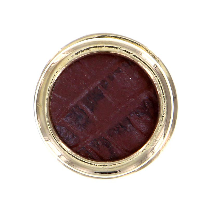Equestre Round Knob, Small, Polished Gold, Brown Stone