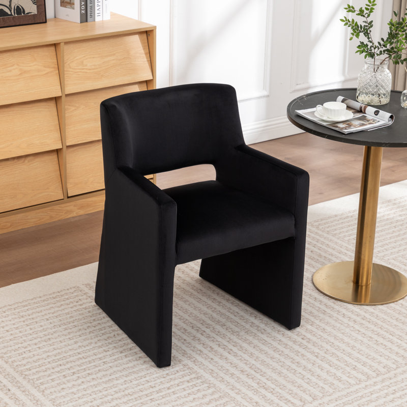 Chaise rembourrée en velours Hambrook, Noir