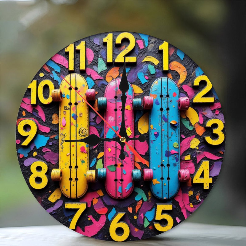 horloge de planche à roulettes colorée