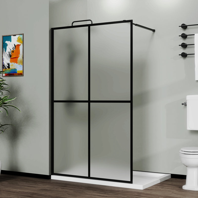 Shower Screen Walk-In Wet-Room Black