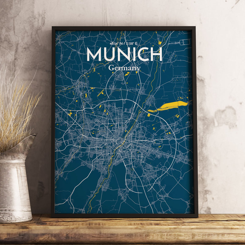 Munich City Map - No Frame Print, 43.2cm H x 27.9cm W x 0.13cm D