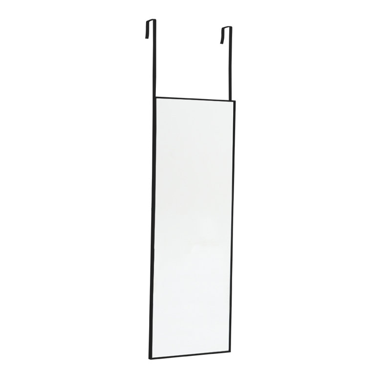 Heulyn Rectangle Metal Frame Over the Door Full Length Mirror, 118cm x 28cm, Black