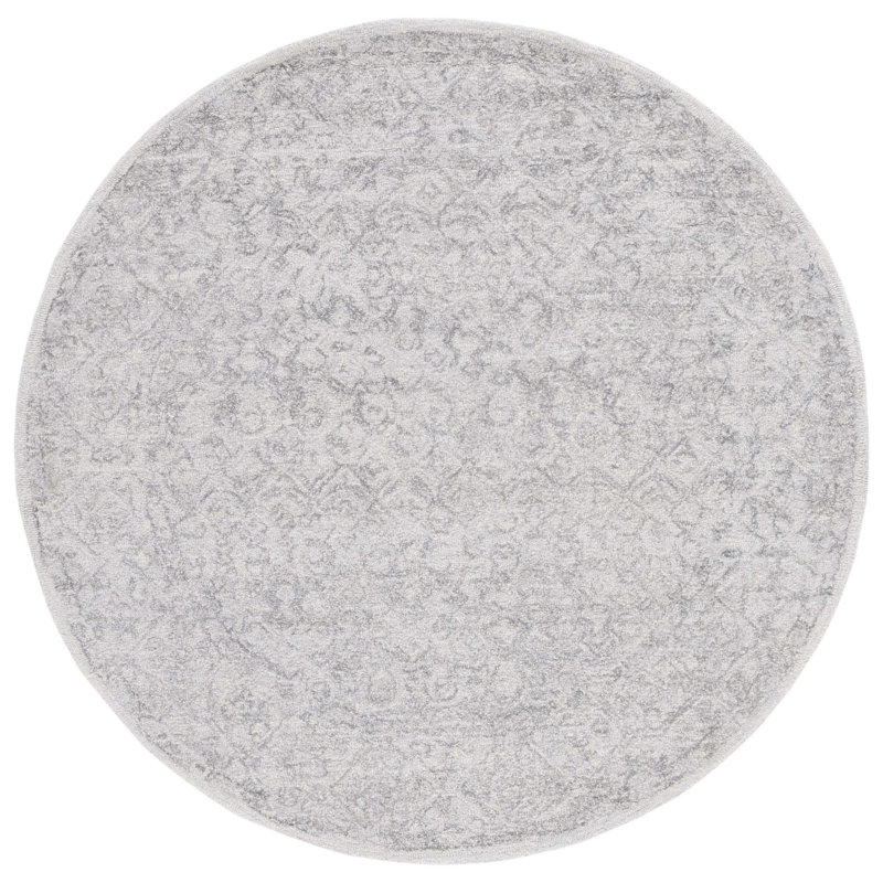 Tapis abstrait gris en laine / coton touffeté à la main Anairis, Rond 6 pi