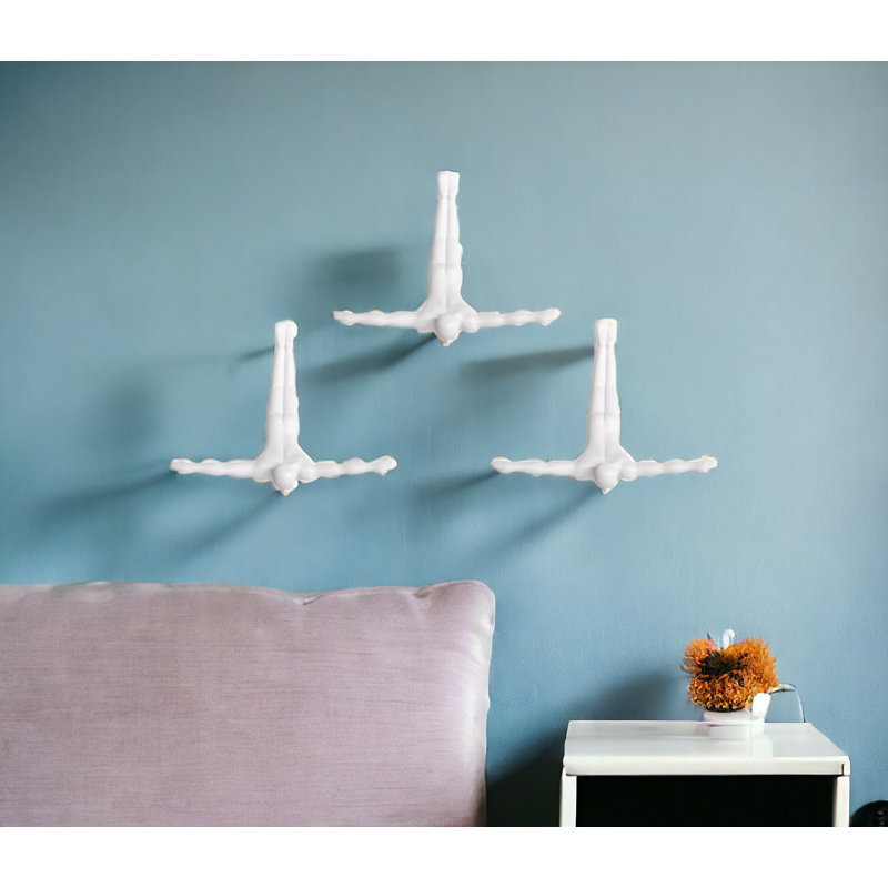 Trois pièces de décoration murale en résine 7 "Divers, Blanc
