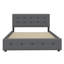 Grand lit plateforme en tissu avec deux tiroirs sous le lit et un lit gigogne-678296730