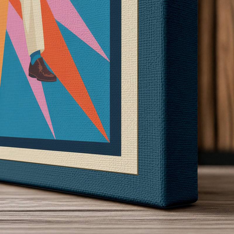 Meditation in Light Mid-Century - Wrapped Canvas, 36x24 - 91.4 x 61.0 cm, Teal Border