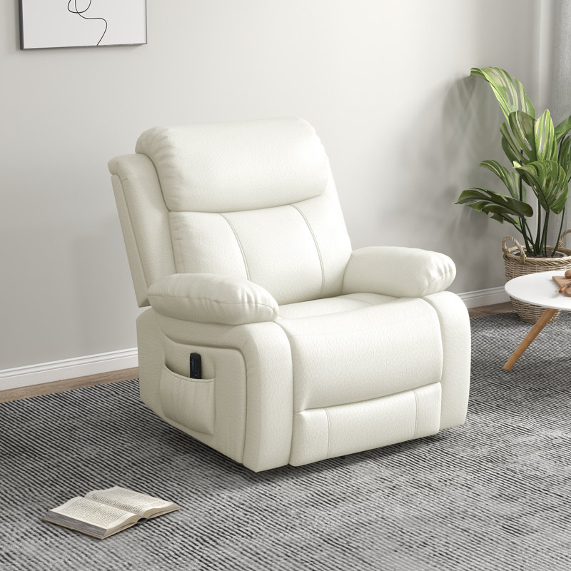Fauteuil de massage inclinable électrique en similicuir, Similicuir crème