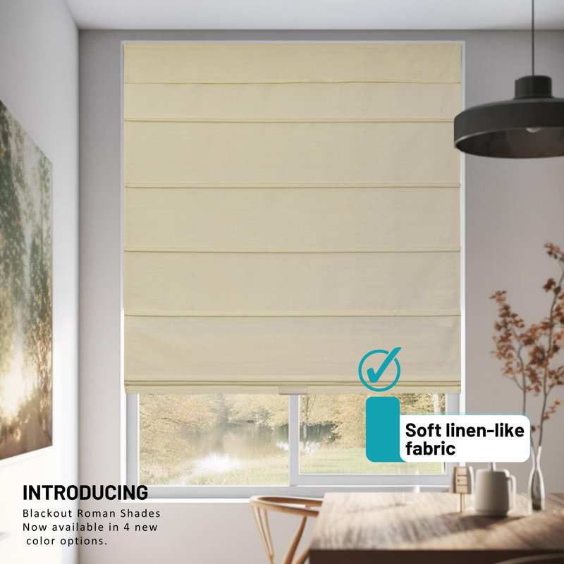 Blackout Roman Shade, 23"W x 64"L, Ivory