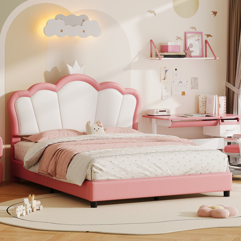 PU Upholstered Bed with Adjustable Headboard, 4ft6