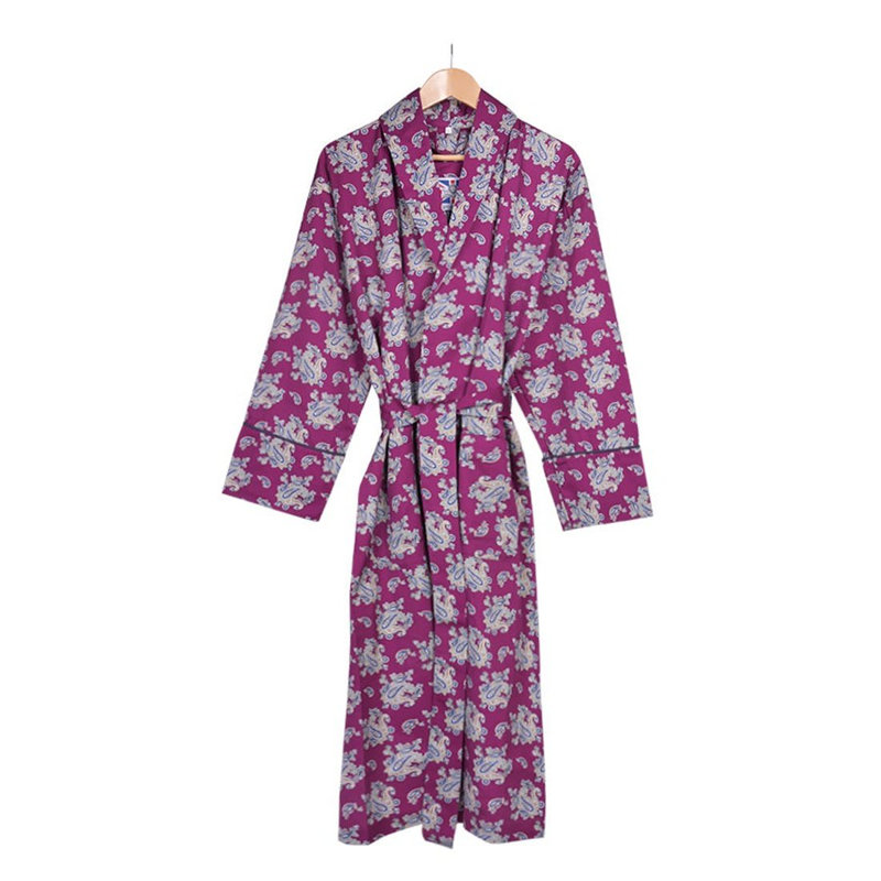 100% Standard Cotton Mid-Calf Bathrobe with Pockets, L