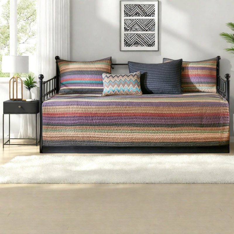 Reversible 6 Piece Bedding Sets, Polyester Twin Rustic Guest Room Home