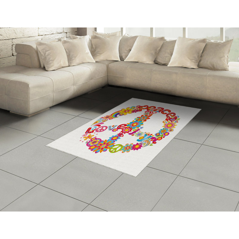 Tapis décoratif coloré en fibres de polyester à haute densité, Rectangle 2 pi 7 po x 5 pi