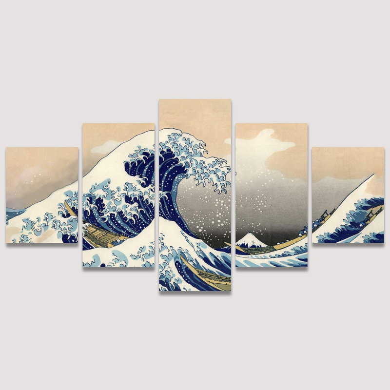 Famous Artwork " The Great Wave Off Kanagawa " by Katsushika Hokusai 5 - Pieces