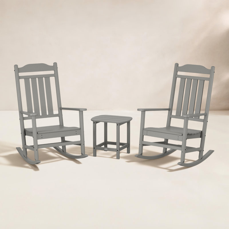 Ensemble de chaises berçantes 3 pièces Country Living par POLYWOOD Legacy, Gris ardoise