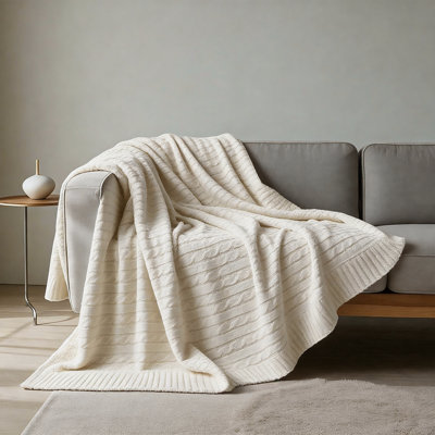 Jeté 100% coton 60 "x 70" blanc