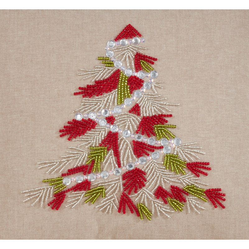 Housse et insert de coussin décoratif en coton Lumières Collection, Plumes, Rouge