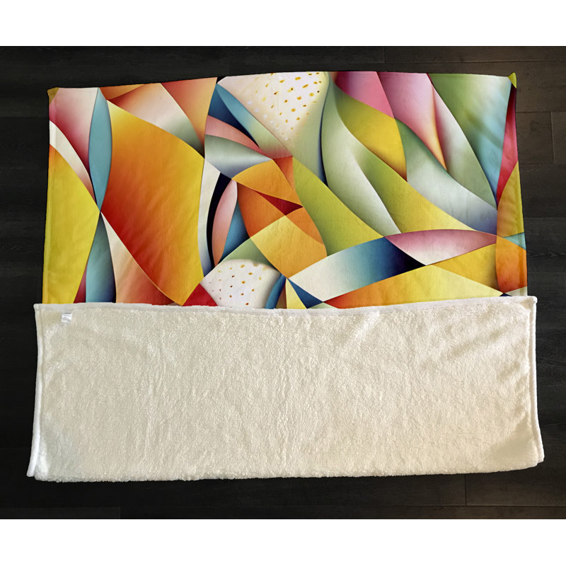 Throw Blanket, 51" W x 60" L, Geometric Shapes/Abstract, Orange/Pink/Green