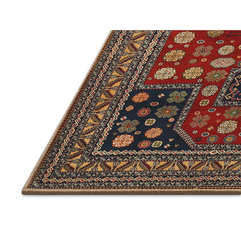 Tapis traditionnel rouge / bleu, Rectangle 8 pi x 10 pi