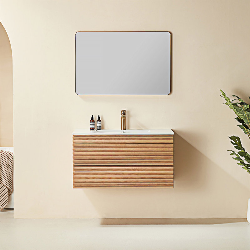 Meuble-lavabo mural simple avec lavabo en céramique
