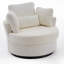 Upholstered Teddy Swivel Armchair With Footstool-262025172