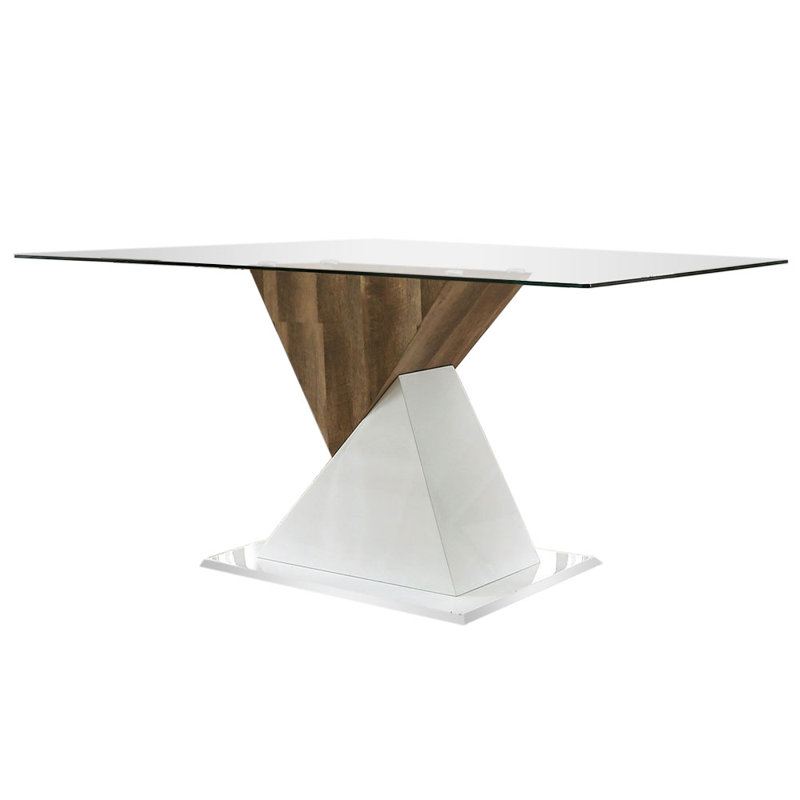 Table de salle à manger Jaliza Bima au fini blanc / naturel