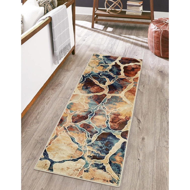 Tapis multicolore à motif abstrait Brantlie