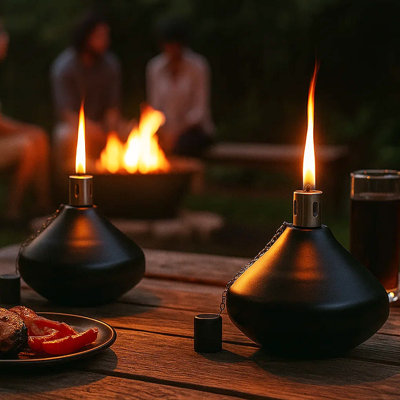 30oz Tabletop Metal Citronella Torches for Outdoor Patio, Porch or Deck